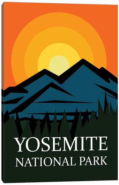 Yosemite Sunset Poster Canvas Art Print - National Parks Travel Posters