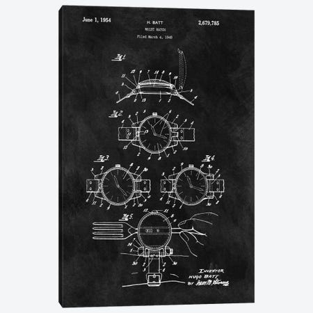 H. Batt Wrist Watch Patent Sketch (Chalkboard) Canvas Print #DSP23} by Dan Sproul Canvas Art
