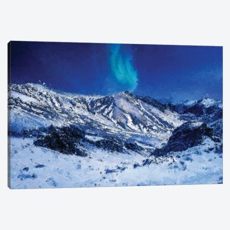 Winter Mountain Magic Northern Lights Canvas Print #DSP263} by Dan Sproul Canvas Art