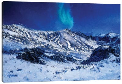 Winter Mountain Magic Northern Lights Canvas Art Print - Dan Sproul