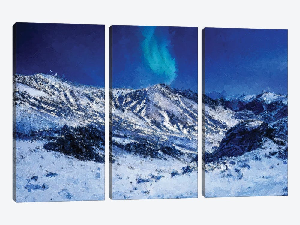 Winter Mountain Magic Northern Lights by Dan Sproul 3-piece Art Print