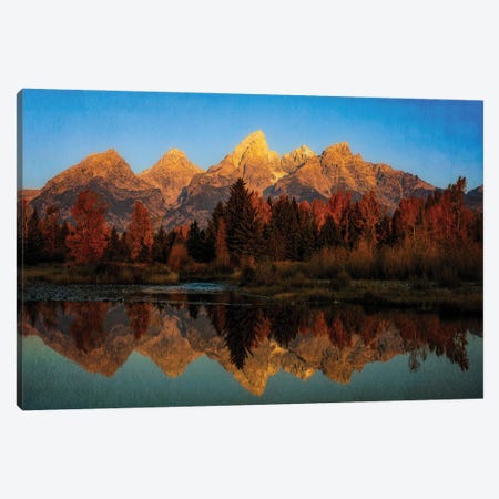 Textured Autumn Reflection In The Tetons Canvas Print #DSP267} by Dan Sproul Art Print