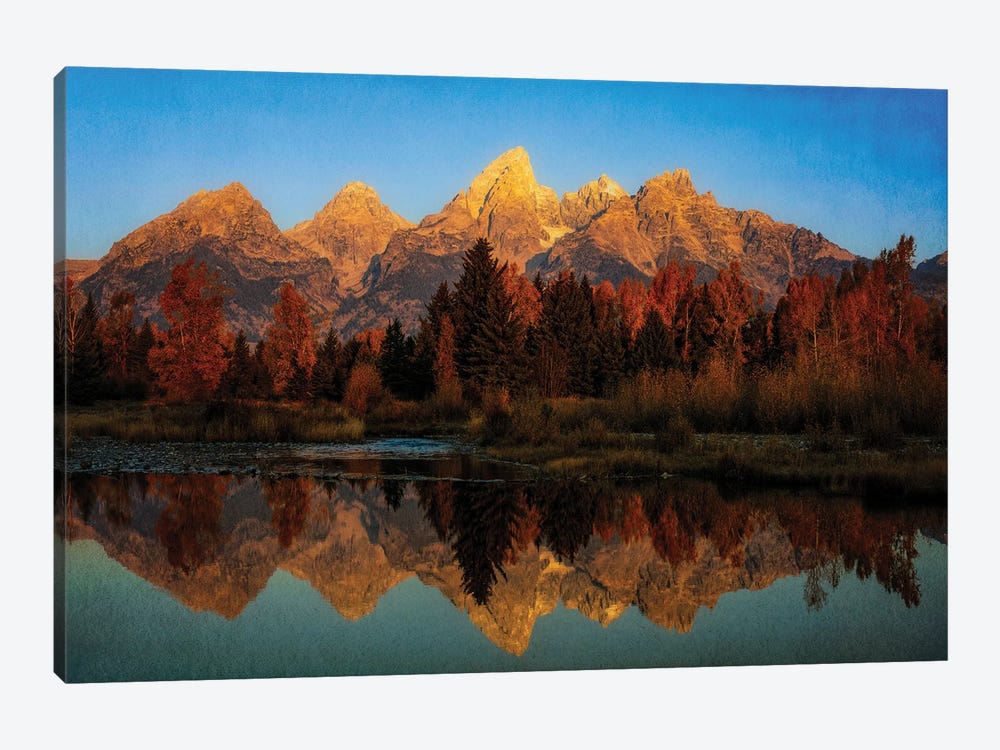 Textured Autumn Reflection In The Tetons by Dan Sproul 1-piece Art Print