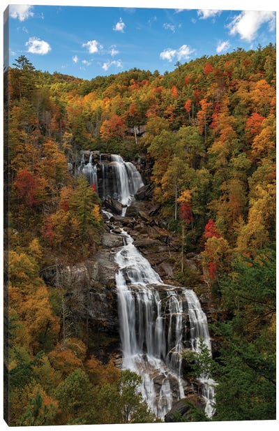 Whitewater Falls In Autumn Canvas Art Print - Dan Sproul