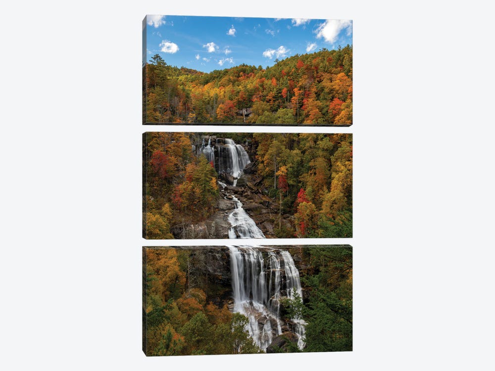 Whitewater Falls In Autumn by Dan Sproul 3-piece Canvas Print
