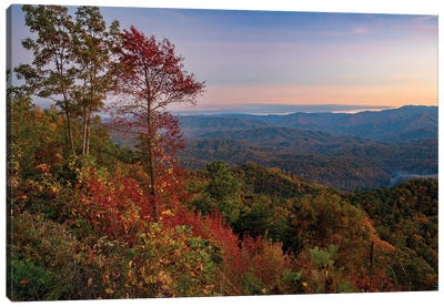 Blue Ridge Parkway Fall Sunset Canvas Art Print - Mountains Scenic Photography