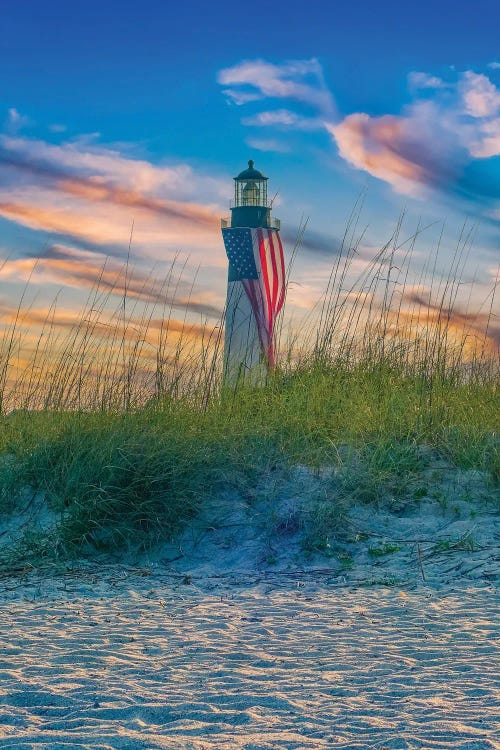 Tybee Lighthouse Flag At Sunset