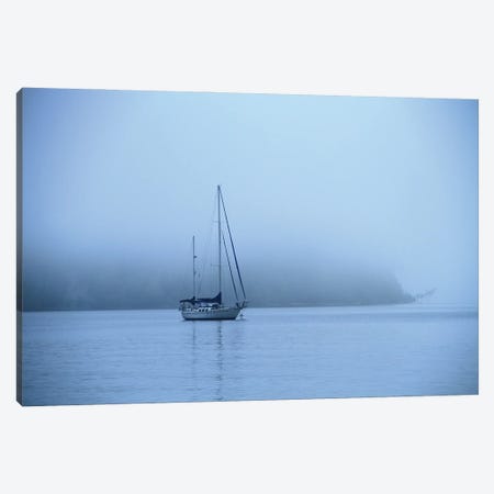 Sailboat In Morning Fog Canvas Print #DSP280} by Dan Sproul Canvas Art