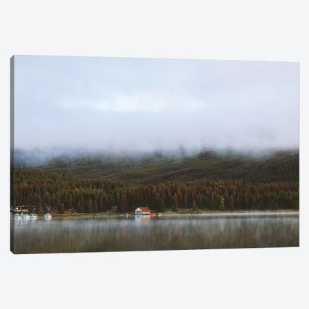 Foggy Boathouse Reflection Canvas Print #DSP284} by Dan Sproul Canvas Art Print