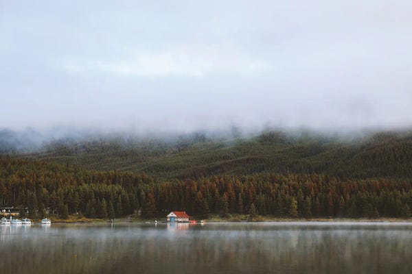 Mist & Fog: Foggy Boathouse Reflection by Dan Sproul