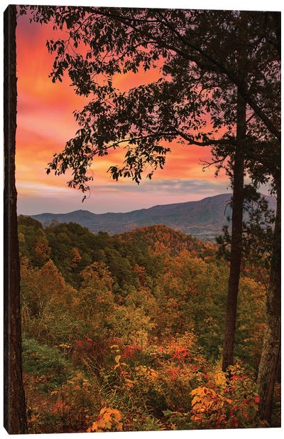 Fall Sunset In Smoky Mountains Canvas Art Print - Great Smoky Mountain Art