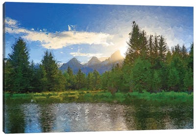 Spring Morning Over The Tetons Canvas Art Print - Grand Teton National Park Art