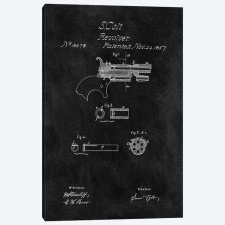 S. Colt Revolver Patent Sketch (Chalkboard) Canvas Print #DSP55} by Dan Sproul Canvas Wall Art