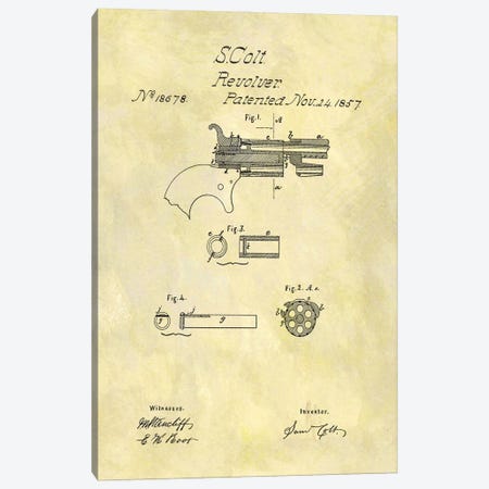 S. Colt Revolver Patent Sketch (Foxed) Canvas Print #DSP56} by Dan Sproul Canvas Art