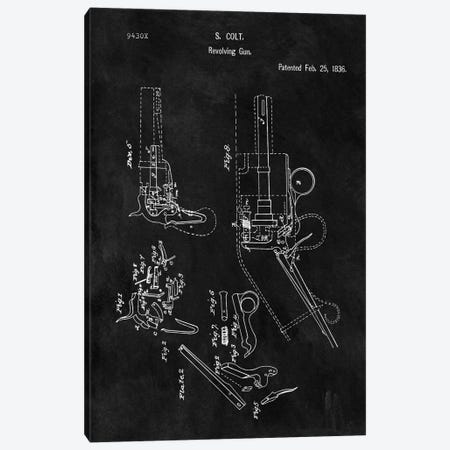 S. Colt Revolving Gun Patent Sketch (Chalkboard) Canvas Print #DSP57} by Dan Sproul Canvas Wall Art