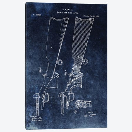 S. Colt Stock For Fire-Arm Patent Sketch (Vintage Blue) Canvas Print #DSP61} by Dan Sproul Canvas Art