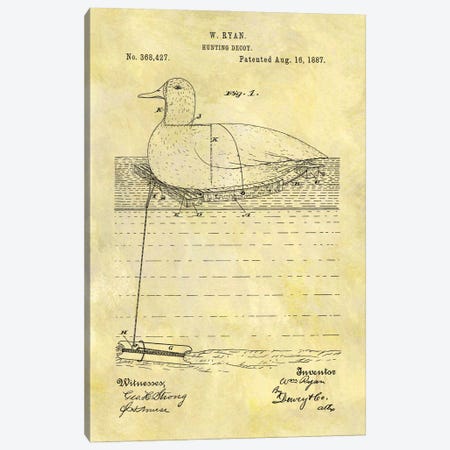 W. Ryan Hunting Decoy Patent Sketch (Foxed) Canvas Print #DSP69} by Dan Sproul Canvas Art