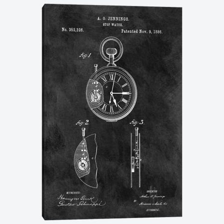 A.O. Jennings Stop Watch Patent Sketch (Chalkboard) Canvas Print #DSP8} by Dan Sproul Canvas Art
