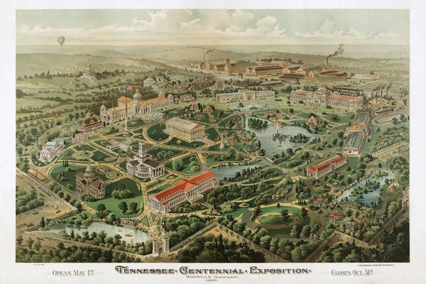 Large Map Art - Canvas Prints: Tennessee Centennial Exposition, Nashville, Tennessee, 1897 by Dan Sproul