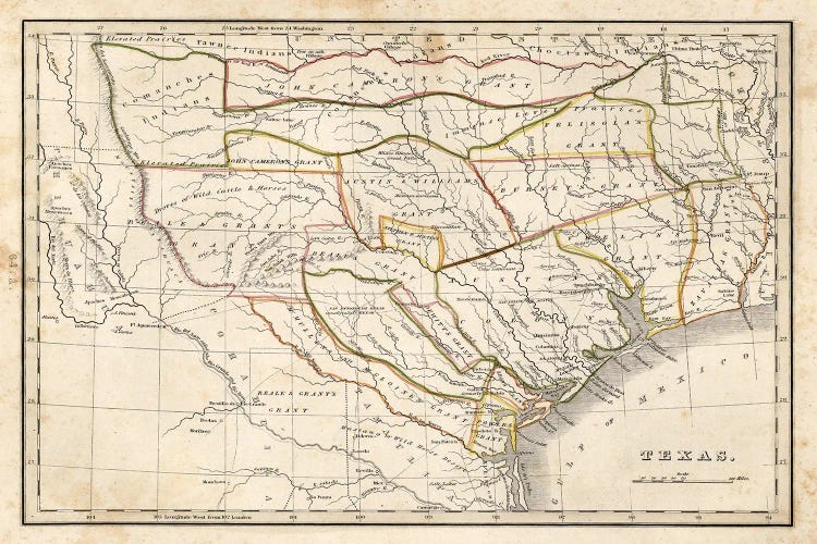 Texas Historical Map by Dan Sproul canvas print
