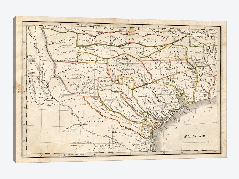 Texas Historical Map by Dan Sproul 1-piece Canvas Artwork
