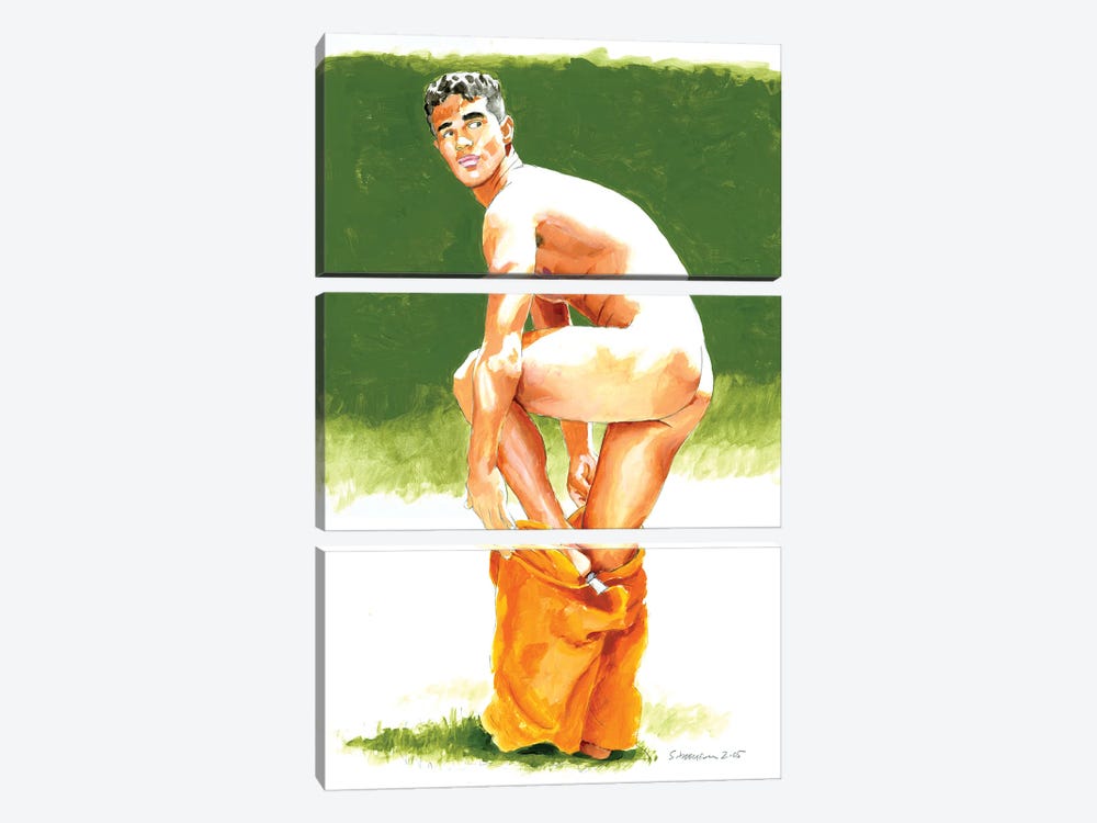 Orange Shorts by Douglas Simonson 3-piece Canvas Art