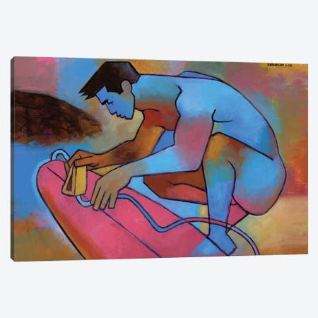 Blue Surfer Canvas Print #DSS104} by Douglas Simonson Canvas Art