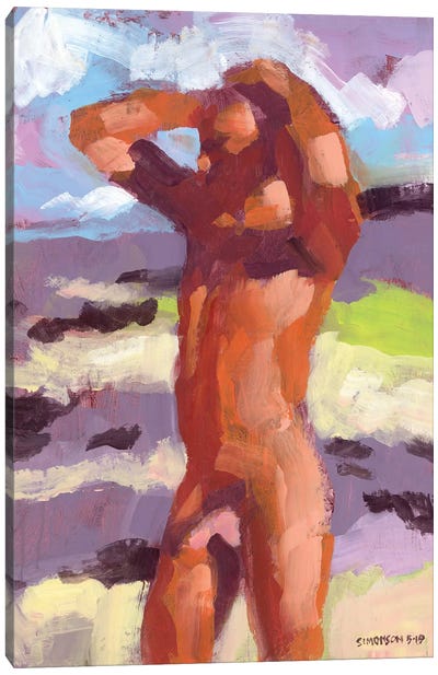 Brian At The Beach II Canvas Art Print - Male Nude Art