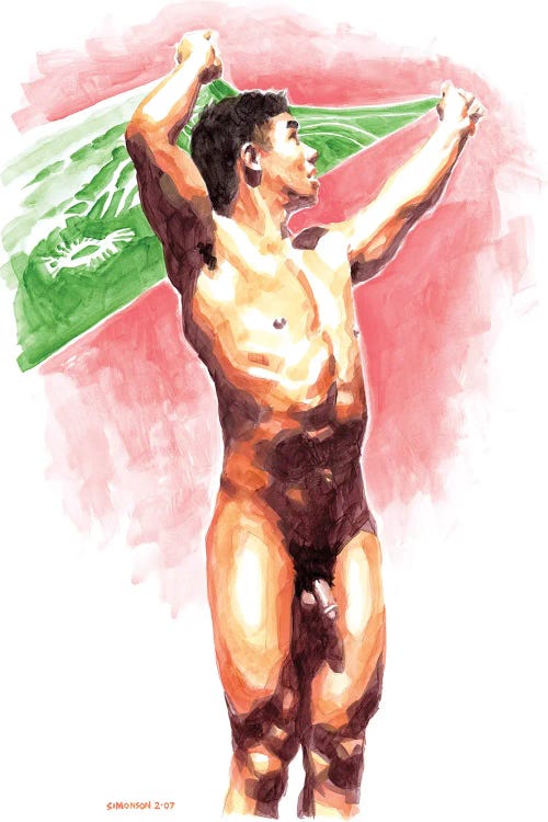 Nude Hawaiian Boy With Pareo by Douglas Simonson wall art