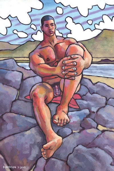 Naked On The Rocks by Douglas Simonson multi panel art