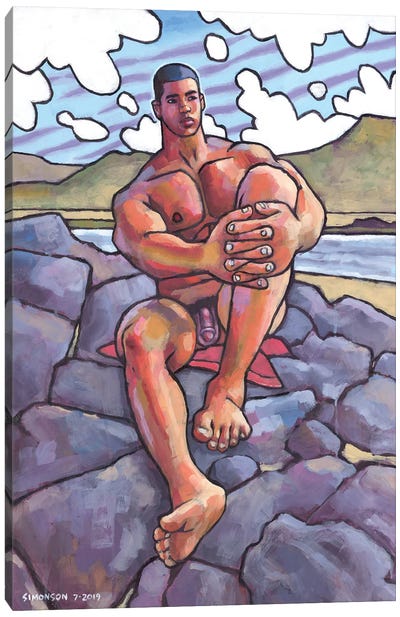 Naked On The Rocks Canvas Art Print - Douglas Simonson