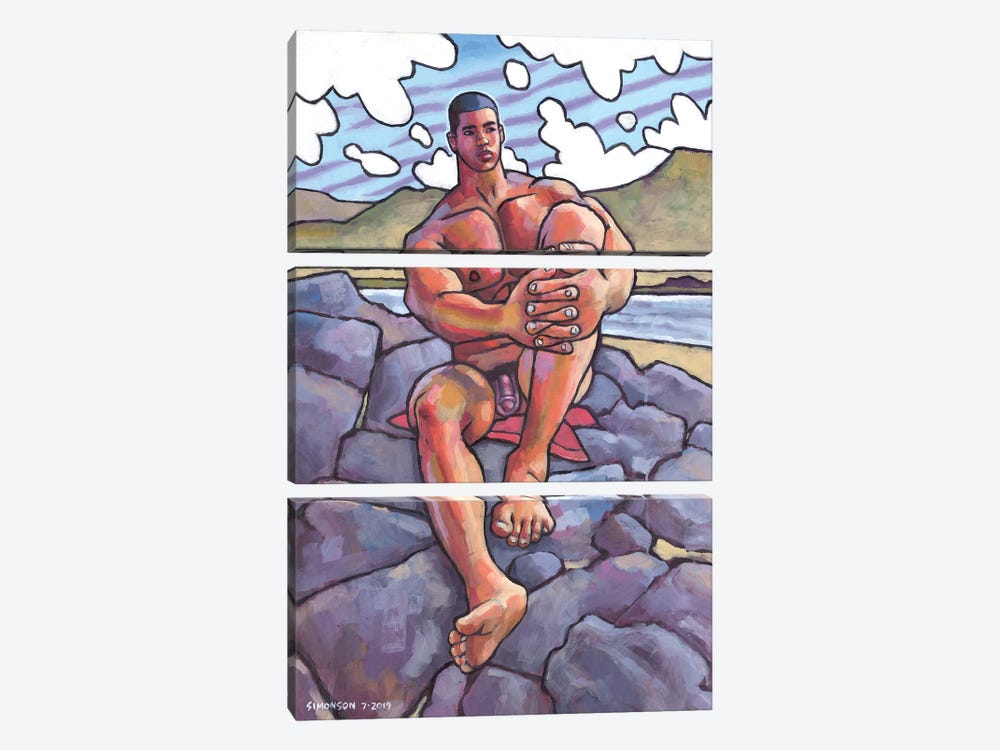 Naked On The Rocks by Douglas Simonson 3-piece Canvas Art