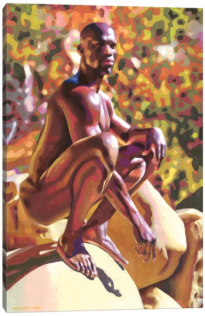 Chadwick In The Desert Canvas Art Print - Male Nude Art
