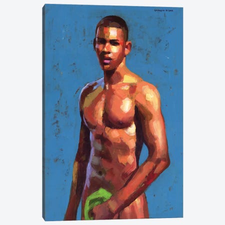 Dominican Boy On Blue Background Canvas Print #DSS20} by Douglas Simonson Art Print