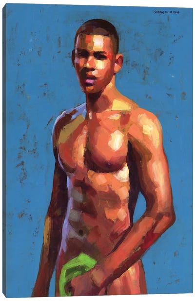 Dominican Boy On Blue Background Canvas Art Print - Douglas Simonson