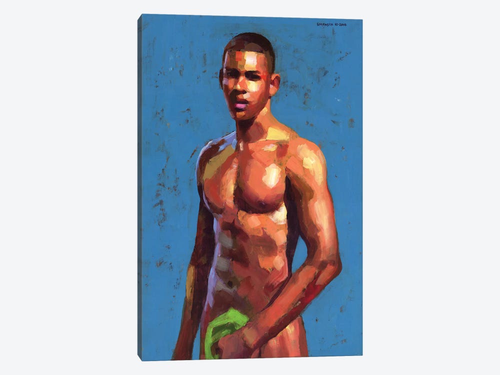 Dominican Boy On Blue Background by Douglas Simonson 1-piece Canvas Wall Art