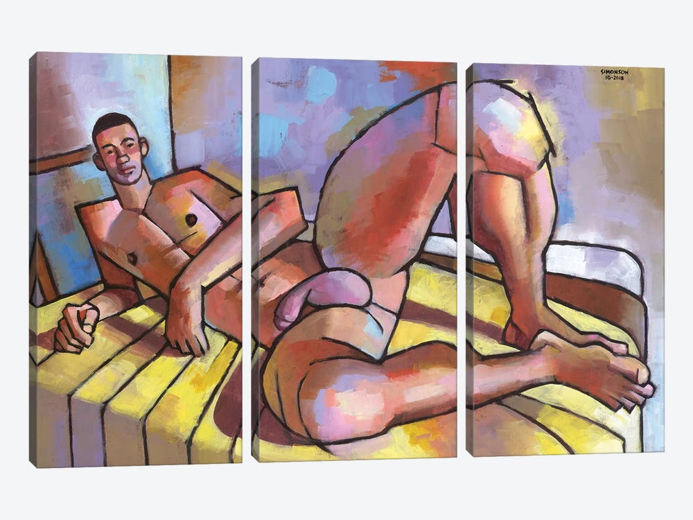 Expressionist Zach Nude by Douglas Simonson 3-piece Canvas Art