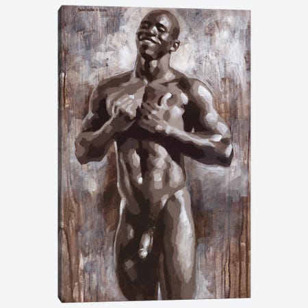 Joyful Black Male Nude Canvas Print #DSS33} by Douglas Simonson Canvas Artwork
