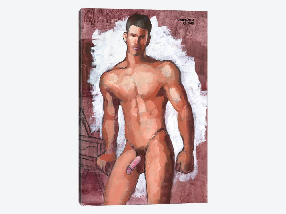 Male Nude Standing By Chair II by Douglas Simonson 1-piece Art Print