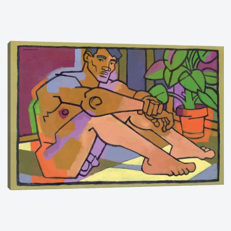 Nude Bodybuilder In The Living Room Canvas Print #DSS42} by Douglas Simonson Canvas Art Print