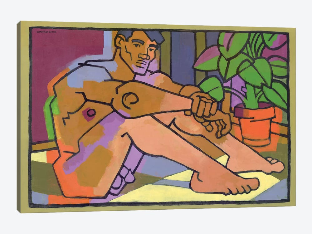 Nude Bodybuilder In The Living Room by Douglas Simonson 1-piece Canvas Artwork