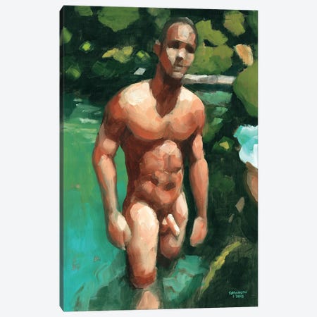 Nude Male In Tropical Pool Canvas Print #DSS43} by Douglas Simonson Canvas Print