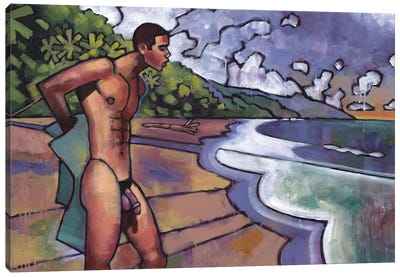 On A Costa Rican Beach Canvas Art Print - Male Nude Art