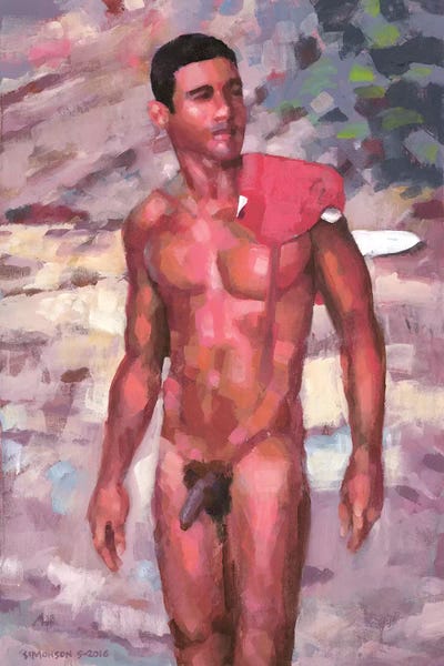 Male Nudes: Red Boardshorts III by Douglas Simonson