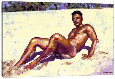 Sandy Bottom Canvas Art Print - Male Nude Art