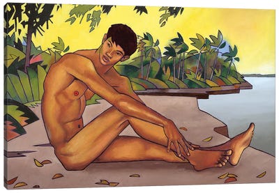 Banks Of The Mekong Canvas Art Print - Male Nude Art