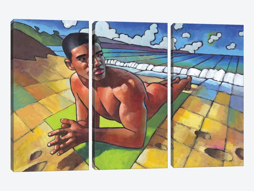 Beach Game by Douglas Simonson 3-piece Canvas Art Print