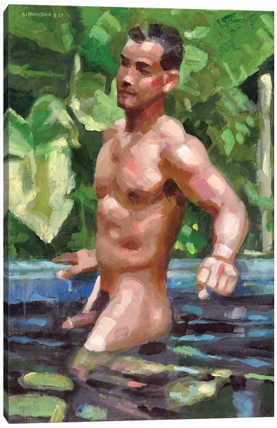 Tropical Pool Canvas Art Print - Male Nude Art