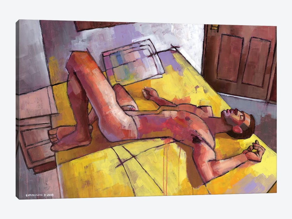 Zach And The Yellow Bedspread by Douglas Simonson 1-piece Canvas Print
