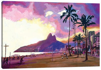 Ipanema Sunset Canvas Art Print - Brazil Art